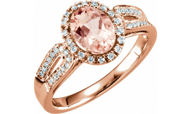 14K Rose Morganite & 1/5 CTW Diamond Ring - 65150860000P
