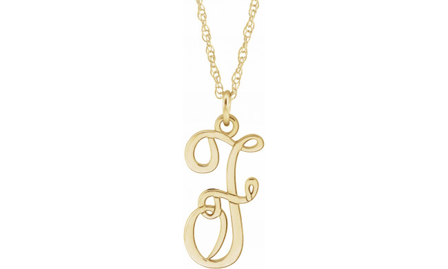 14K Yellow Script Initial F 16-18 Necklace - 8709010031P