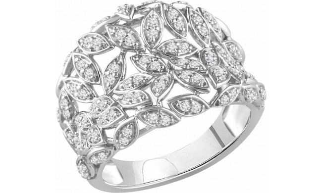 14K White 1/2 CTW Diamond Leaf Ring - 65236360000P