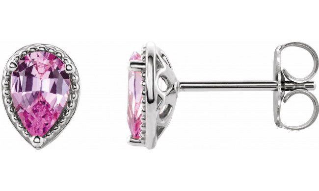 14K White Pink Sapphire Earrings - 86796600P