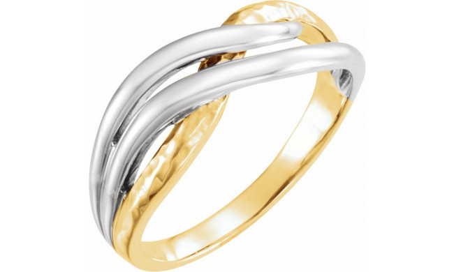 Rhodium-Plated 14K Yellow Overlap Hammered Ring - 513751000P