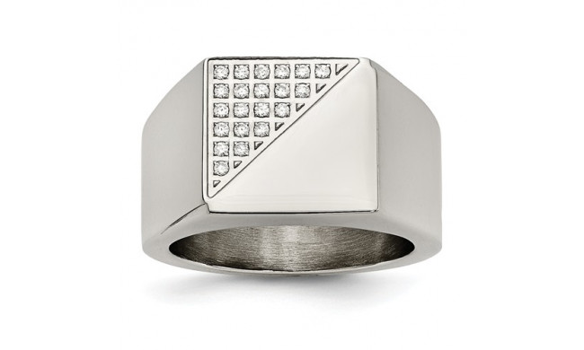 Chisel Stainless Steel Polished With Crystals Men's Ring