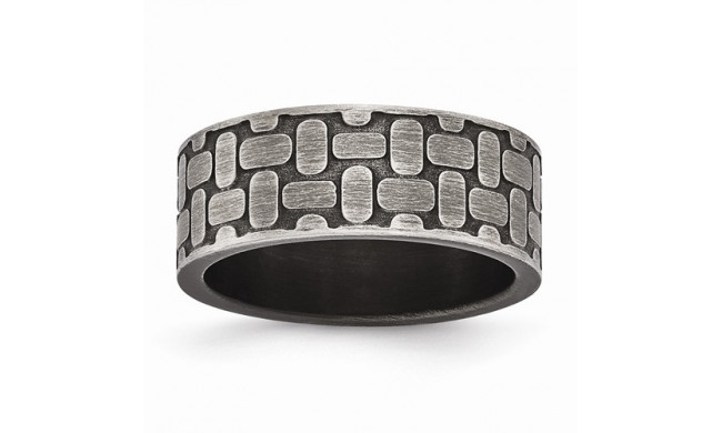 Chisel Stainless Steel Brushed Antiqued Textured Men's Ring