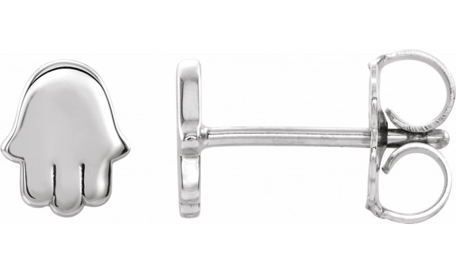 14K White Hamsa Earrings - 87027600P