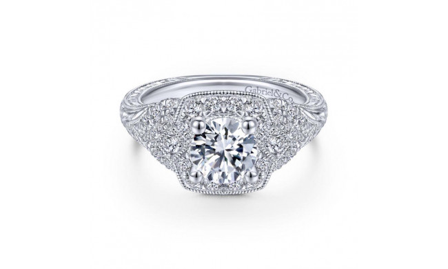 Gabriel & Co. 14k White Gold Victorian Halo Engagement Ring - ER14482R4W44JJ