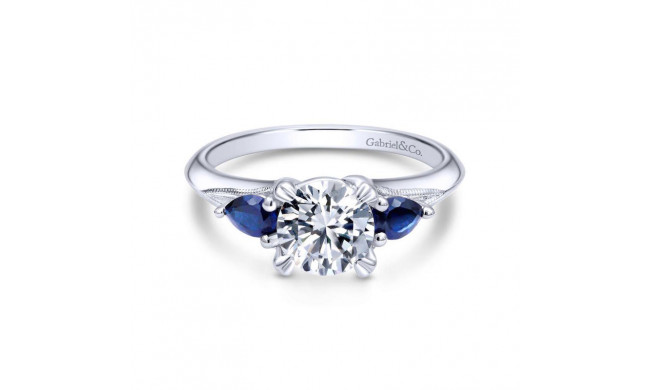 Gabriel & Co. 14k White Gold Contemporary 3 Stone Diamond & Gemstone Engagement Ring - ER10905W4JSA