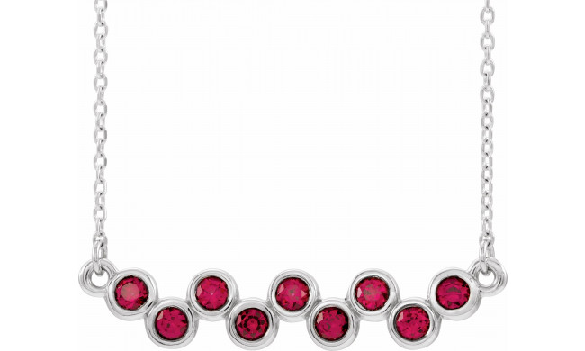 14K White Ruby Bezel-Set Bar 16-18 Necklace - 8652560030P