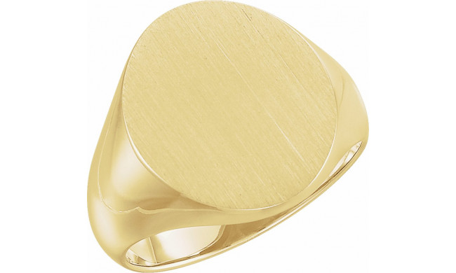 10K Yellow 18x16 mm Oval Signet Ring - 9600123832P