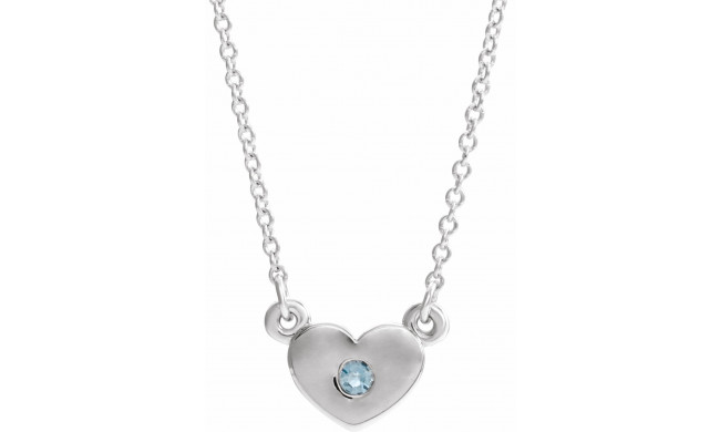 14K White Aquamarine Heart 16 Necklace - 8633560008P