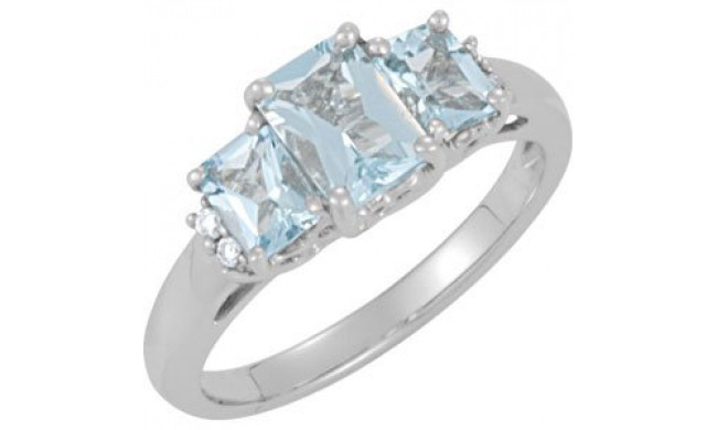 14K White Aquamarine & .05 CTW Diamond Ring - 69656101P