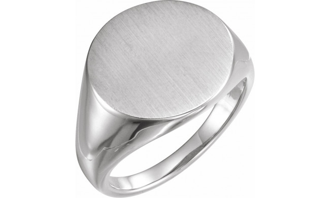 10K White 18 mm Round Signet Ring - 9130104P