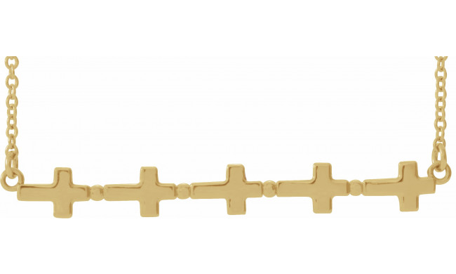 14K Yellow Sideways Cross Bar 18 Necklace - R45401601P