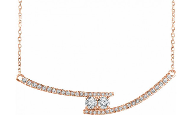 14K Rose  3/8 CTW Diamond Two-Stone Bar 16-18 Necklace - 65230660002P
