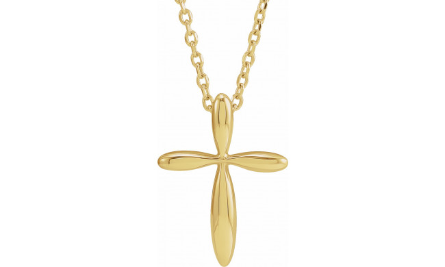 14K Yellow 14.65x11.2 mm Cross 16-18 Necklace - R42370602P