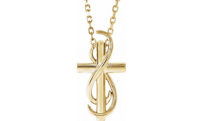 14K Yellow Cross 16-18 Necklace - R42371607P