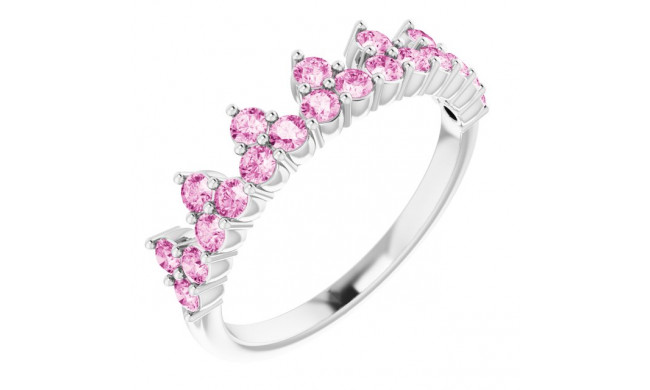 14K White Pink Sapphire Crown Ring - 71972615P
