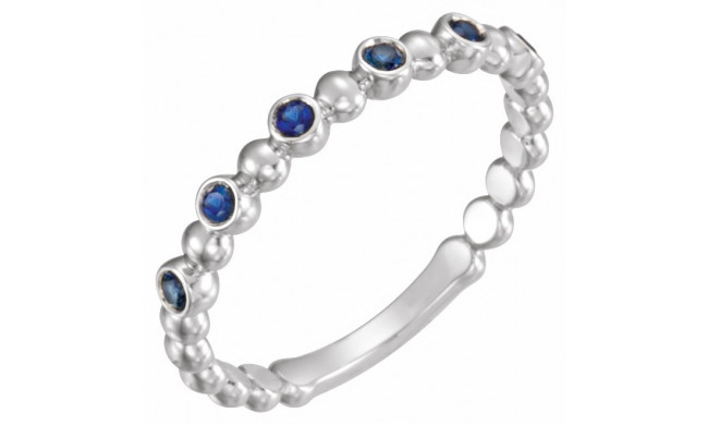 14K White Blue Sapphire Stackable Ring - 71814600P