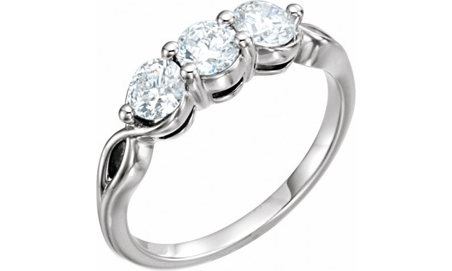 14K White 1 CTW Diamond Three-Stone Ring - 122227625P