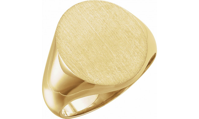 10K Yellow 18x16 mm Oval Signet Ring - 932011486P