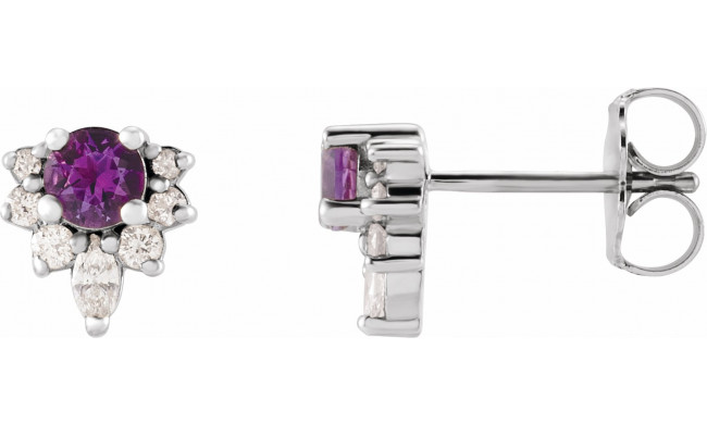 14K White Amethyst & 1/6 CTW Diamond Earrings - 869506011P