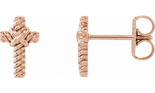 14K Rose Rope Cross Earrings - R170111003P