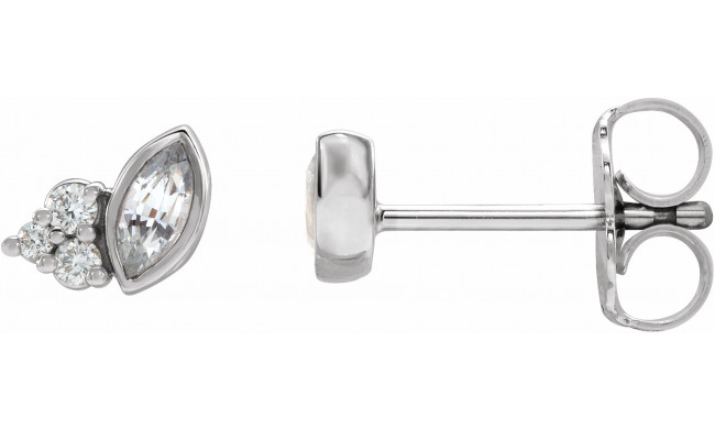 14K White Sapphire & .05 CTW Diamond Earrings - 87095618P