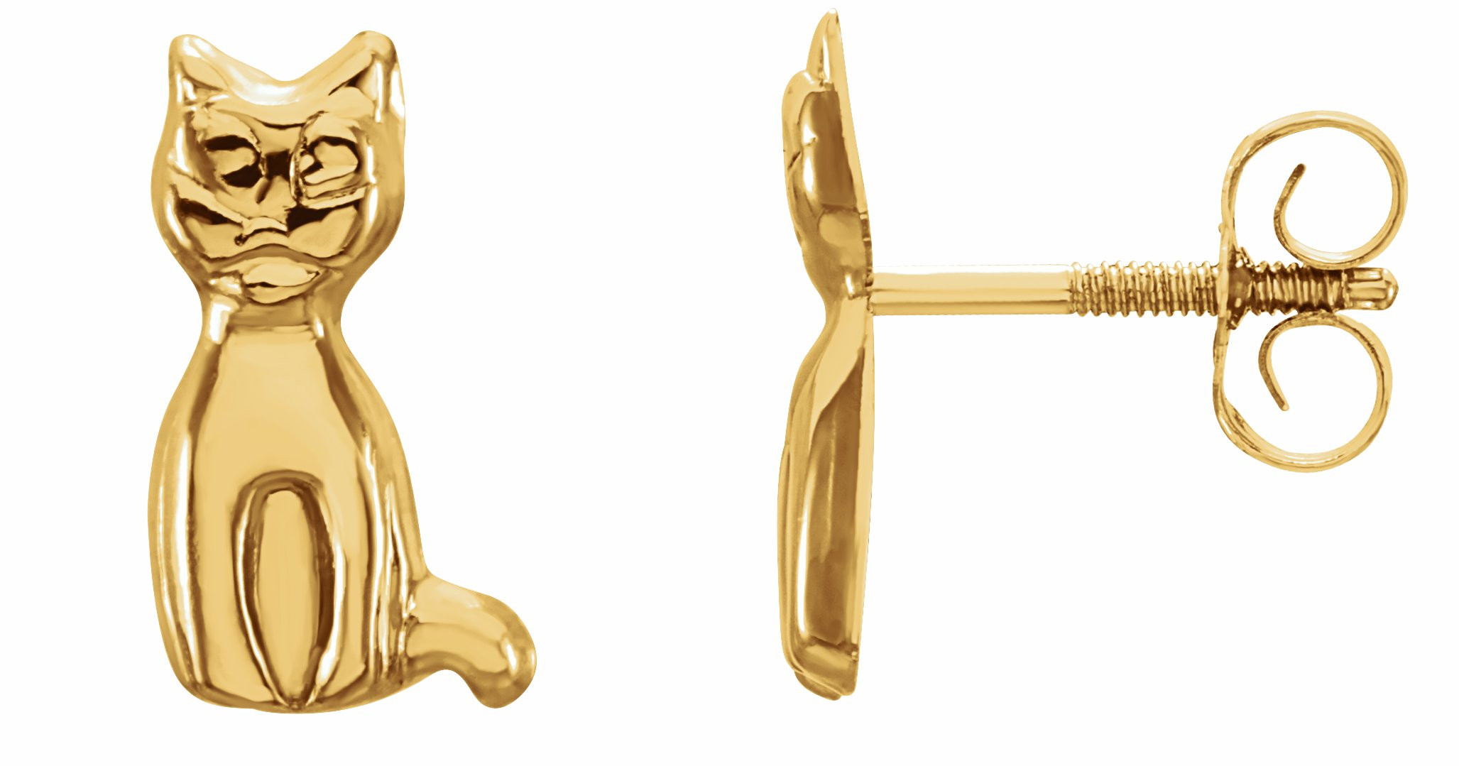 Cat Earrings  Silver or 14K Gold Plated Sitting Cat Stud Earrings   WeeShopyDog