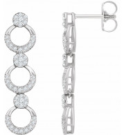 14K White 1/2 CTW Diamond Geometric Dangle Earrings - 65270660002P