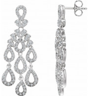 14K White 7/8 CTW Diamond Dangle Earrings - 65270560001P