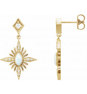 14K Yellow Australian Opal & 1/6 CTW Diamond Celestial Earrings - 87042606P