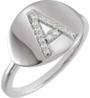 14K White Initial A 1/10 CTW Diamond Ring - 653628601P