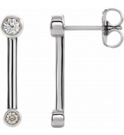 14K White 1/5 CTW Diamond Bezel-Set Bar Earrings - 87007600P
