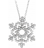 14K White 1/3 CTW Diamond Snowflake 16 Necklace - 6712884406P