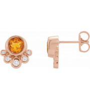 14K Rose Citrine & 1/8 CTW Diamond Earrings - 86777652P