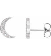 14K White 1/10 CTW Diamond Crescent Moon Earrings - 86941600P