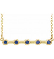 14K Yellow Blue Sapphire Bezel-Set Bar 18 Necklace - 868406136P