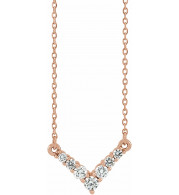14K Rose 1/3 CTW Diamond V 16-18 Necklace - 86616607P