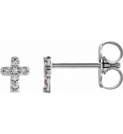 14K White .06 CTW Diamond Youth Cross Earrings - 65358160000P