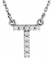 14K White Initial T .08 CTW Diamond 16 Necklace - 67311119P
