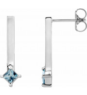 14K White London Blue Topaz Bar Drop Earrings - 87023600P
