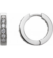 14K White 1/2 CTW Diamond Inside-Outside 15 mm Hoop Earrings - 8493360015P