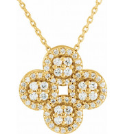 14K Yellow 1/2 CTW Diamond Clover 18 Necklace - 86309601P