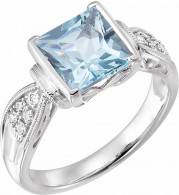 14K White Aquamarine & 1/8 CTW Diamond Ring - 66894101P