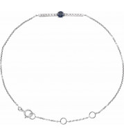 14K White Blue Sapphire & .07 CTW Diamond Bar 5-7 Bracelet - 653641600P