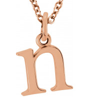 14K Rose Lowercase Initial n 16 Necklace - 8578070041P