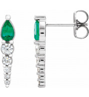 14K White Emerald & 1/4 CTW Diamond Earrings - 870256014P