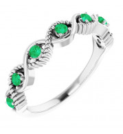 14K White Emerald Stackable Ring - 720466011P