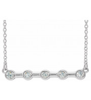 14K White 1/6 CTW Diamond Bezel-Set Bar 16 Necklace - 868406015P