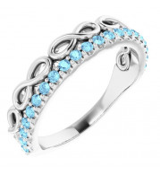 14K White Aquamarine Infinity-Inspired Stackable Ring - 72003615P