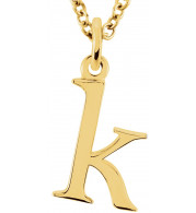 14K Yellow Lowercase Initial k 16 Necklace - 8578070030P